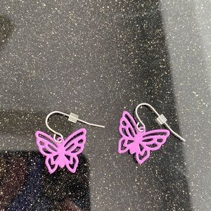 purple dangle butterfly earrings